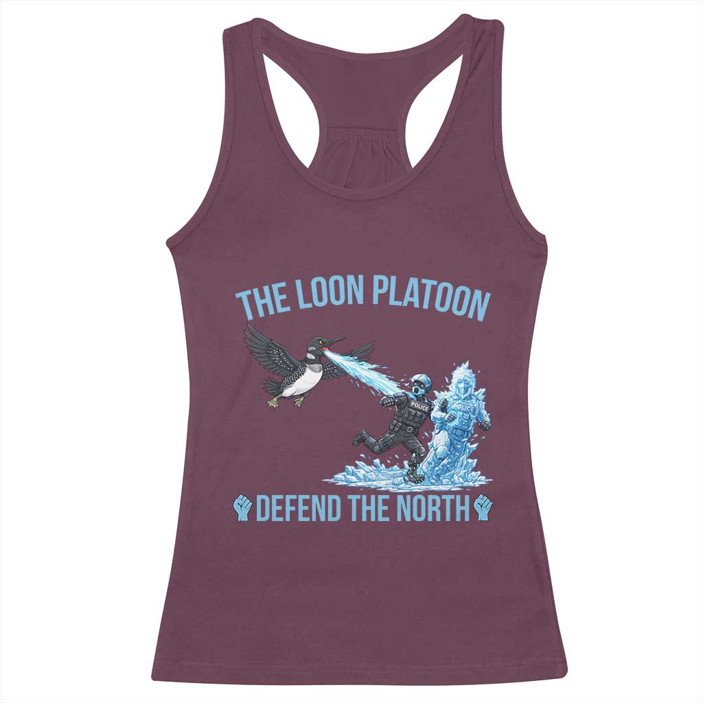 The Loon Platoon Defend The North Racerback Tank Top Minnesota Rebel Loon Resist