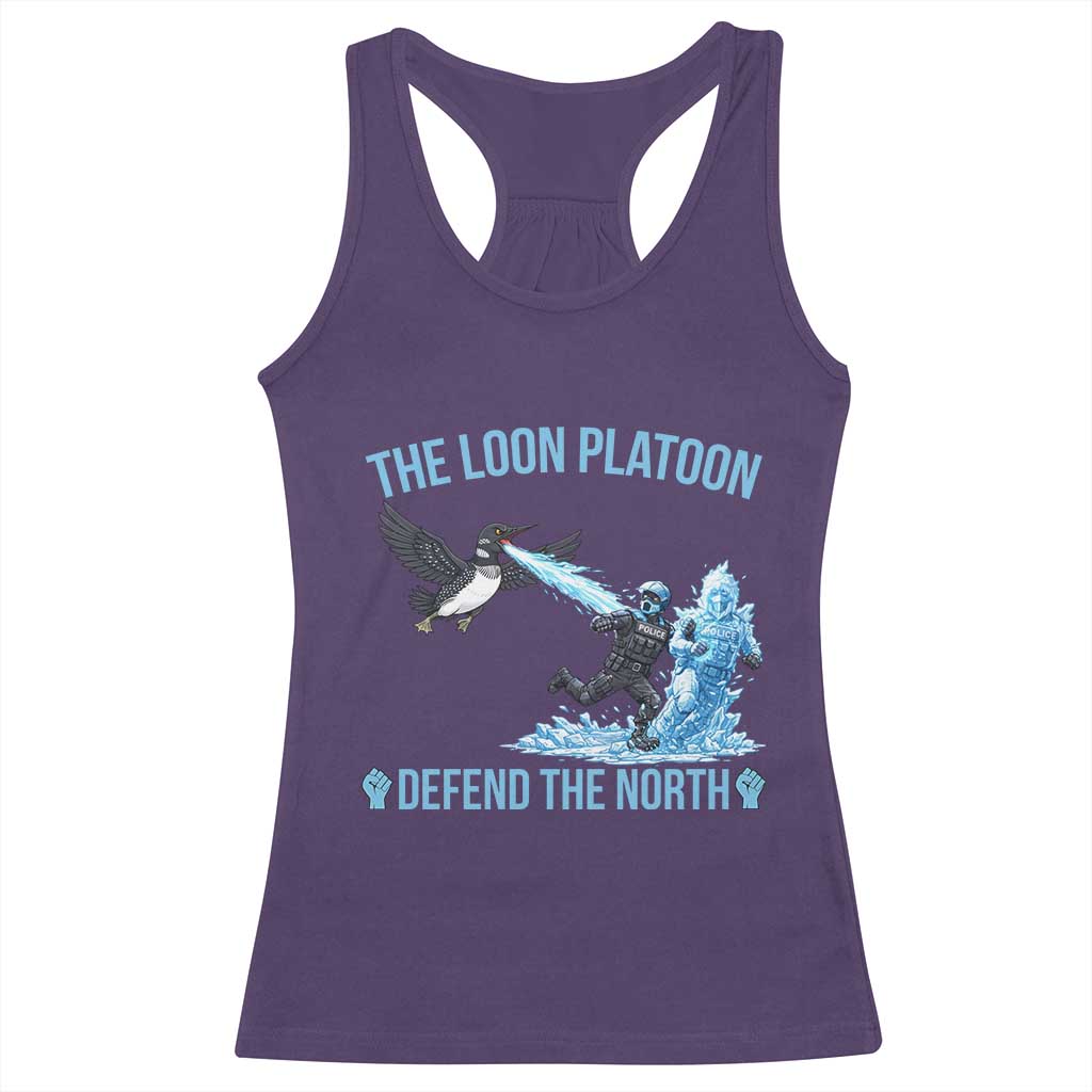 The Loon Platoon Defend The North Racerback Tank Top Minnesota Rebel Loon Resist