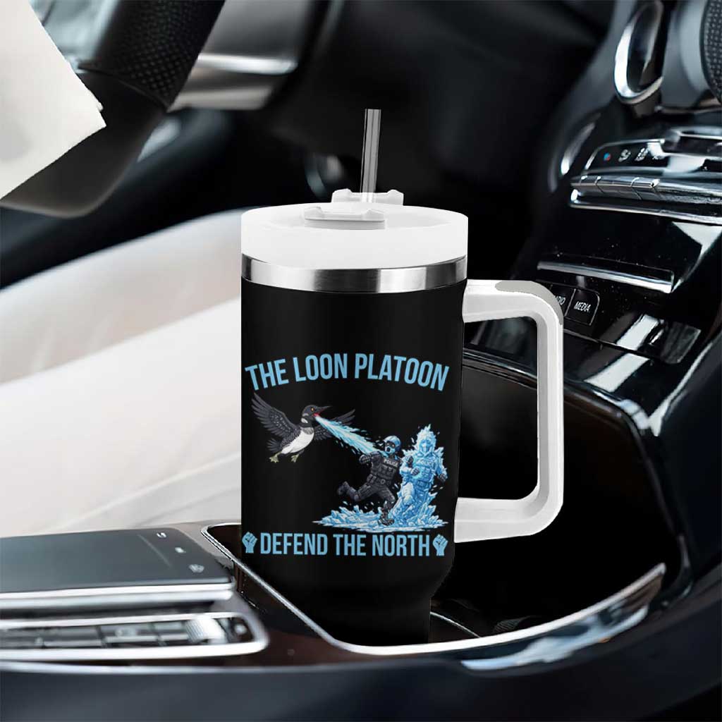 The Loon Platoon Defend The North Tumbler With Handle Minnesota Rebel Loon Resist