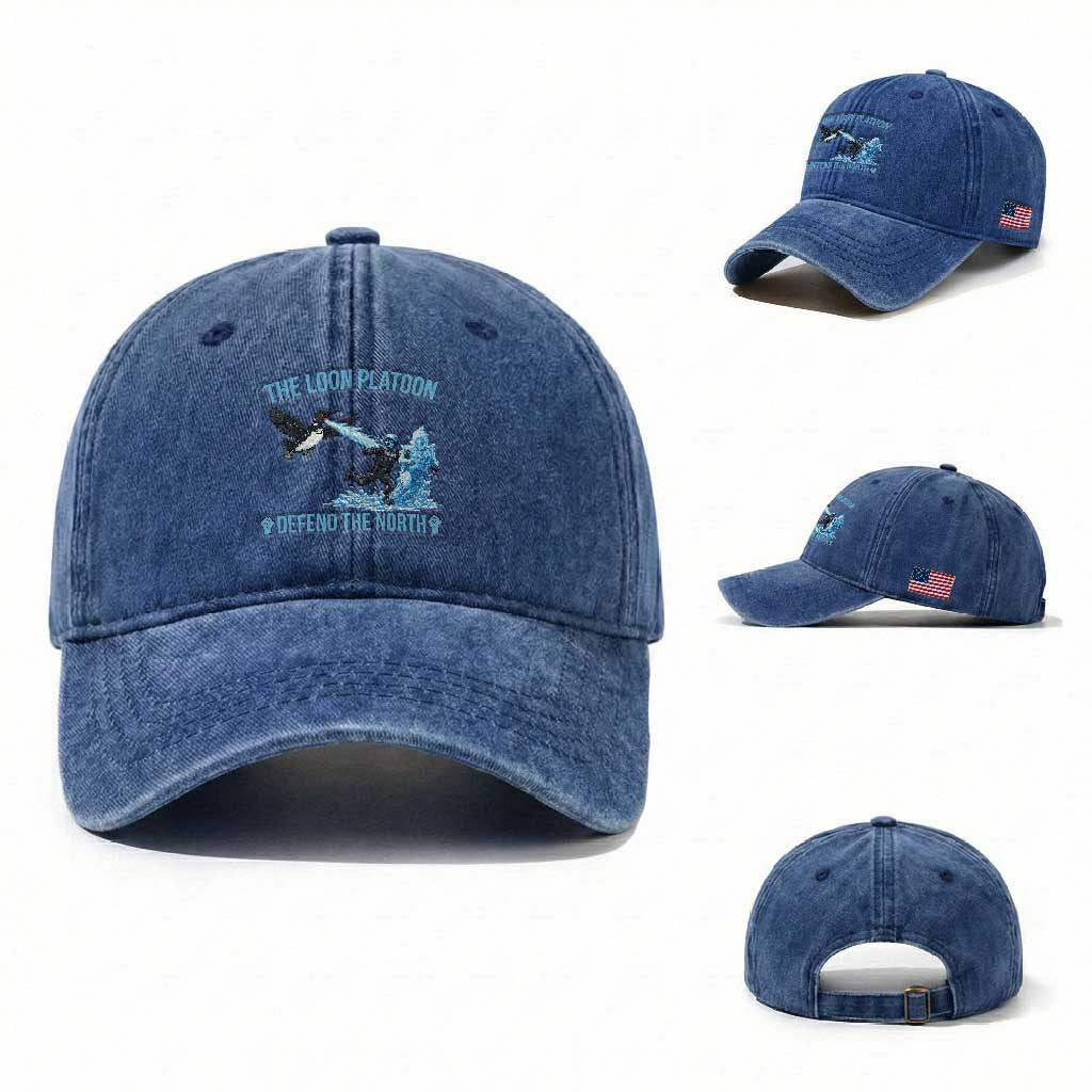 The Loon Platoon Defend The North Washed Cotton Baseball Cap Minnesota Rebel Loon Resist