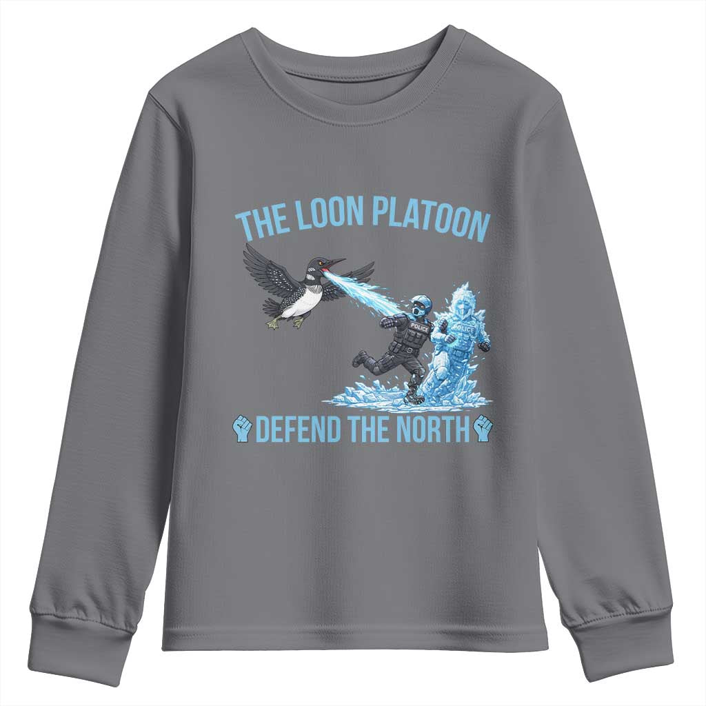 The Loon Platoon Defend The North Youth Sweatshirt Minnesota Rebel Loon Resist