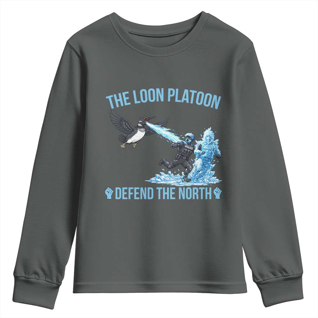 The Loon Platoon Defend The North Youth Sweatshirt Minnesota Rebel Loon Resist