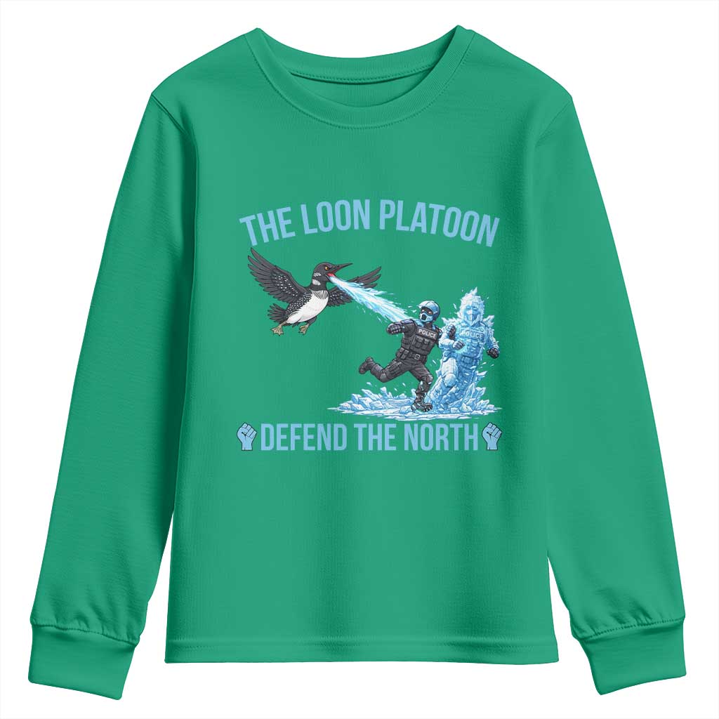 The Loon Platoon Defend The North Youth Sweatshirt Minnesota Rebel Loon Resist