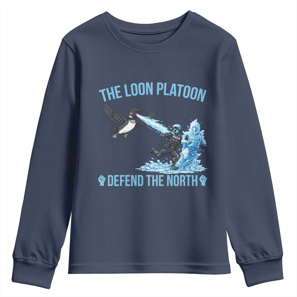 The Loon Platoon Defend The North Youth Sweatshirt Minnesota Rebel Loon Resist
