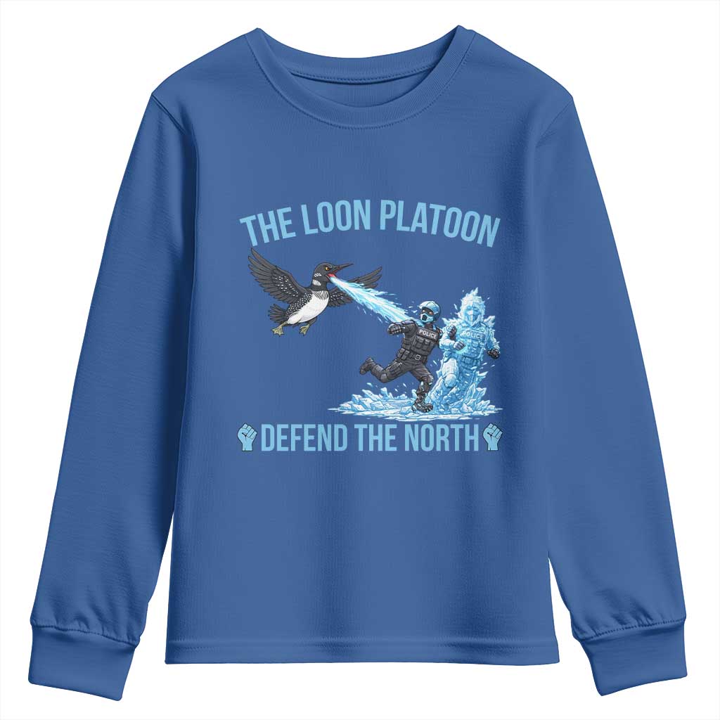 The Loon Platoon Defend The North Youth Sweatshirt Minnesota Rebel Loon Resist