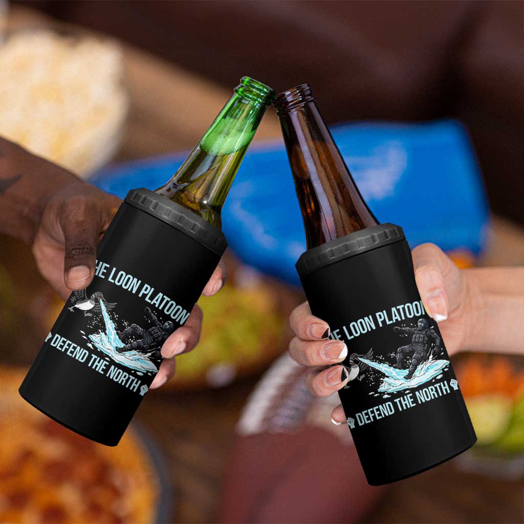 The Loon Platoon Defend The North 4 in 1 Can Cooler Tumbler Minnesota State Bird Rebel