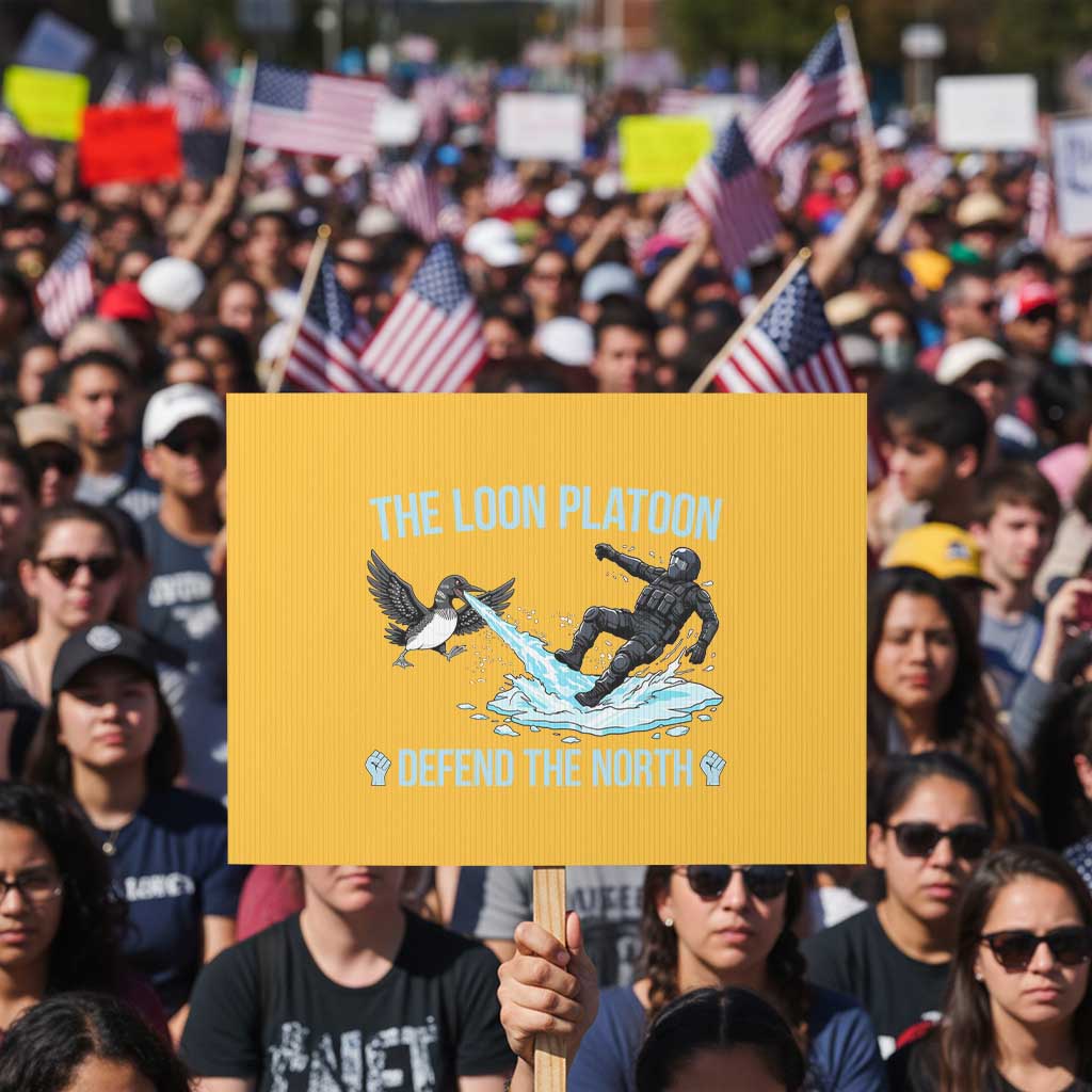 The Loon Platoon Defend The North Protest Sign Minnesota State Bird Rebel