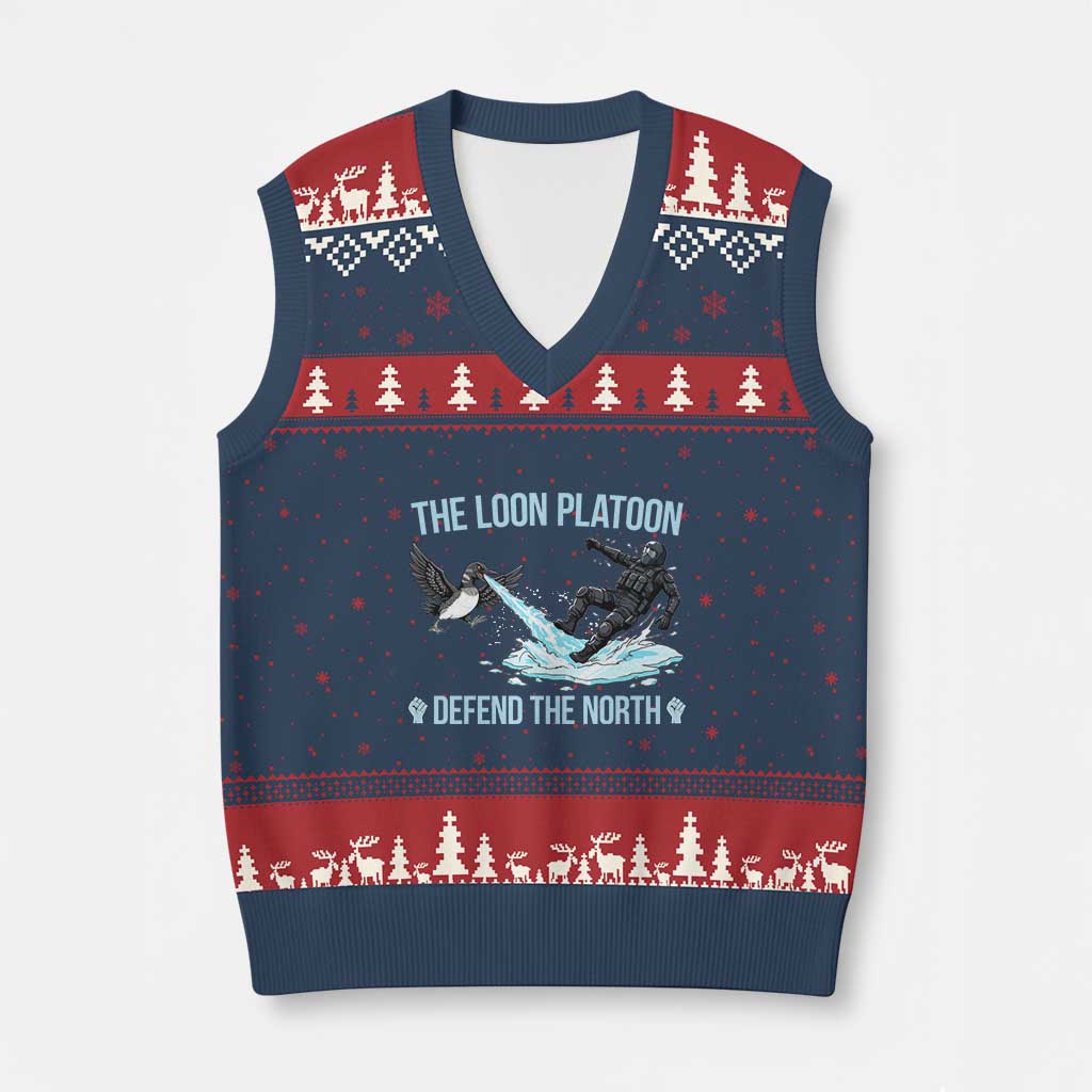 The Loon Platoon Defend The North V-Neck Knit Sweater Vest Minnesota State Bird Rebel