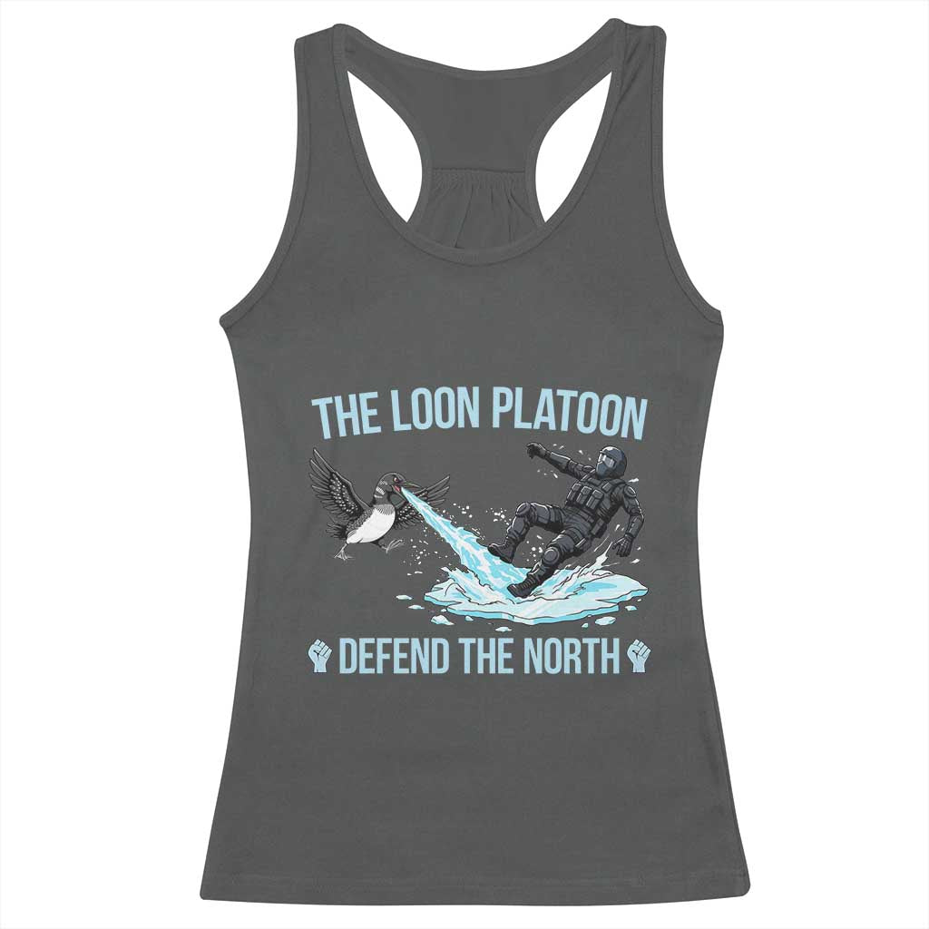 The Loon Platoon Defend The North Racerback Tank Top Minnesota State Bird Rebel