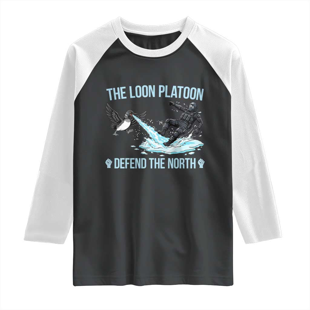 The Loon Platoon Defend The North Raglan Shirt Minnesota State Bird Rebel
