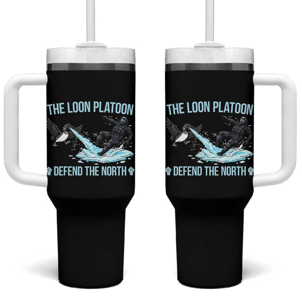 The Loon Platoon Defend The North Tumbler With Handle Minnesota State Bird Rebel
