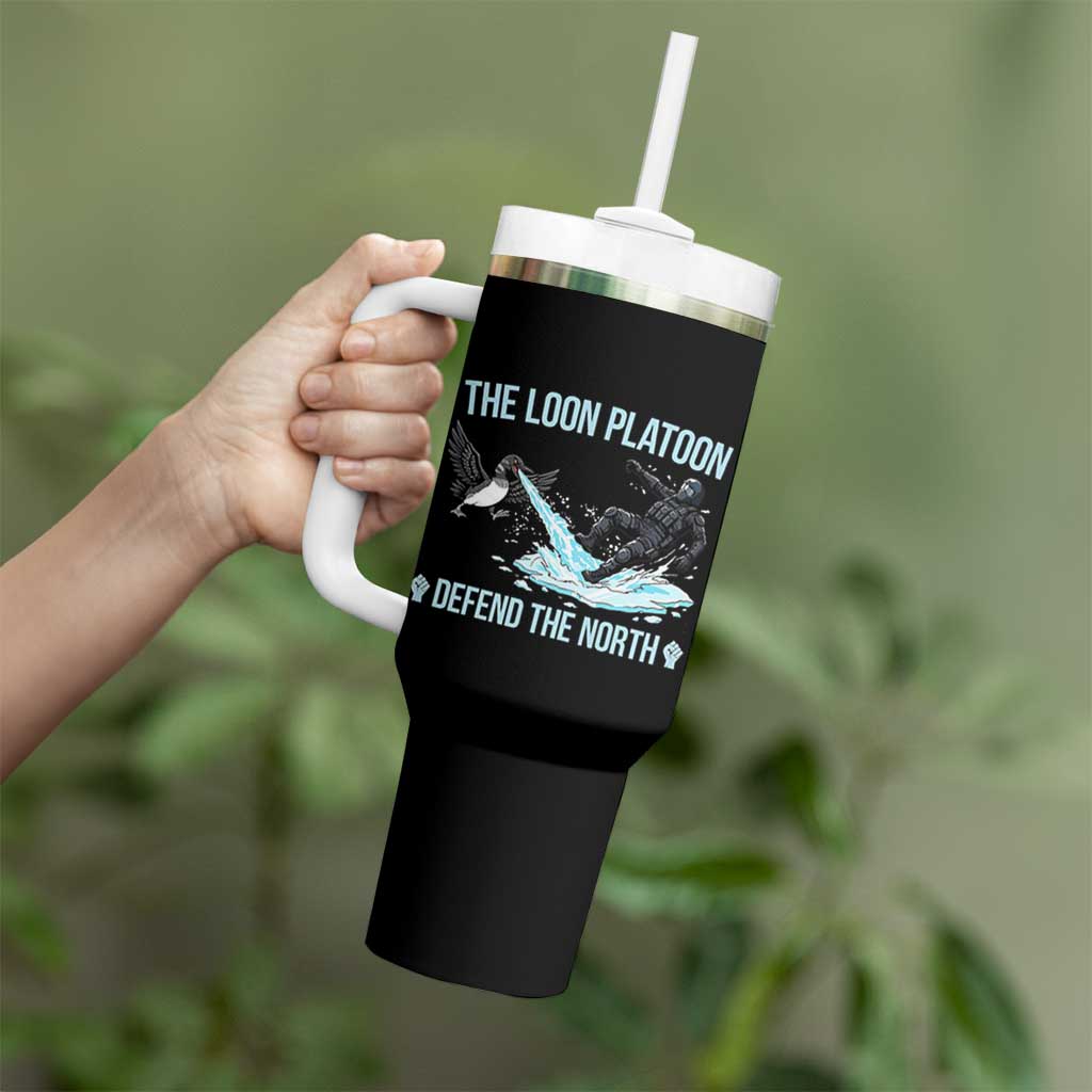 The Loon Platoon Defend The North Tumbler With Handle Minnesota State Bird Rebel
