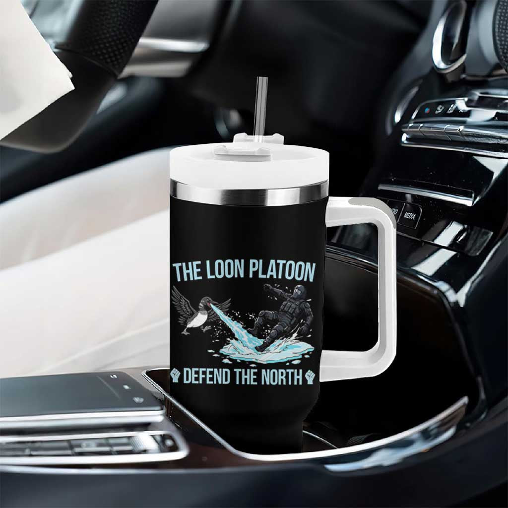The Loon Platoon Defend The North Tumbler With Handle Minnesota State Bird Rebel