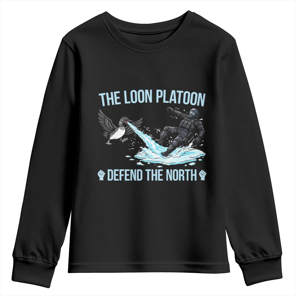 The Loon Platoon Defend The North Youth Sweatshirt Minnesota State Bird Rebel
