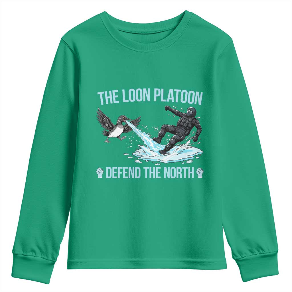 The Loon Platoon Defend The North Youth Sweatshirt Minnesota State Bird Rebel