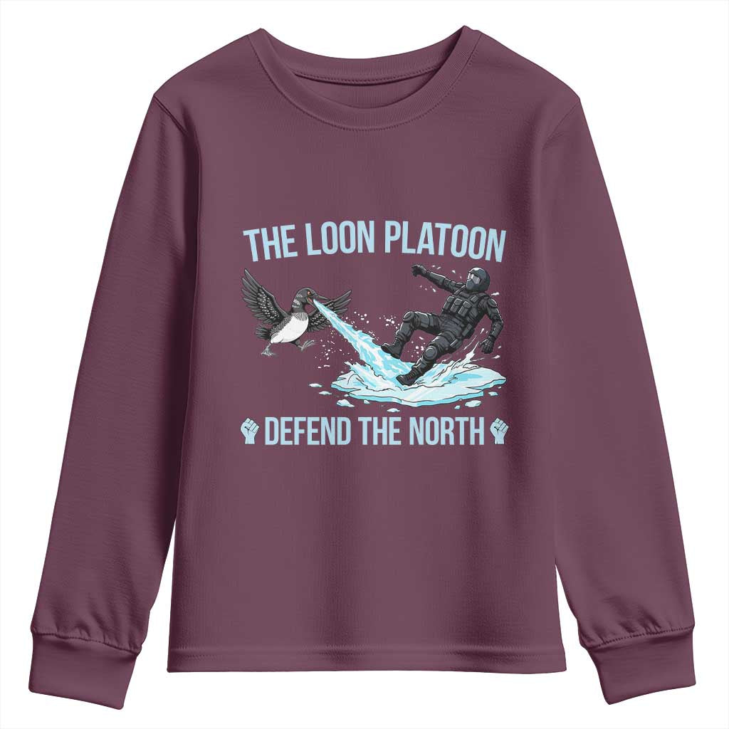 The Loon Platoon Defend The North Youth Sweatshirt Minnesota State Bird Rebel