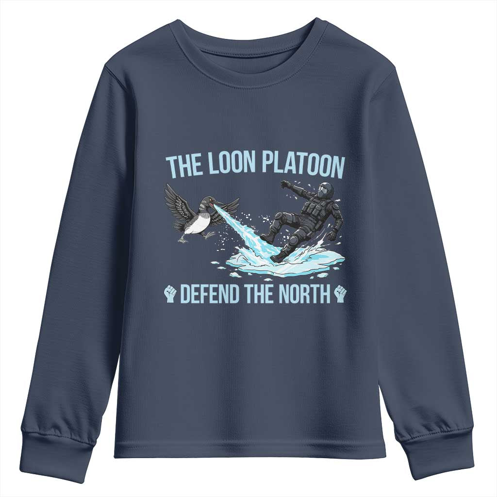 The Loon Platoon Defend The North Youth Sweatshirt Minnesota State Bird Rebel