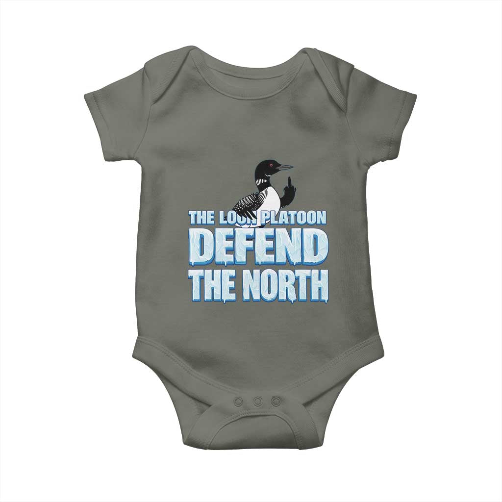 The Loon Platoon Defend The North Baby Onesie MN State Bird Loon Resistance