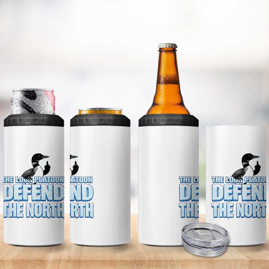 The Loon Platoon Defend The North 4 in 1 Can Cooler Tumbler MN State Bird Loon Resistance