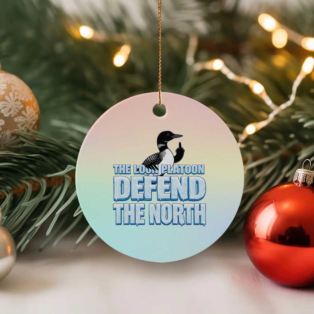 The Loon Platoon Defend The North Ceramic Ornament MN State Bird Loon Resistance