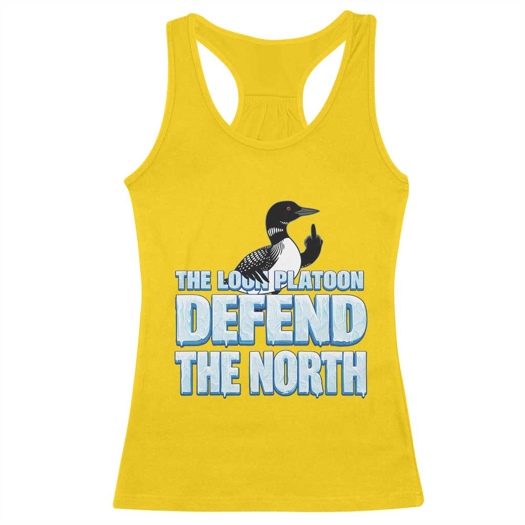 The Loon Platoon Defend The North Racerback Tank Top MN State Bird Loon Resistance