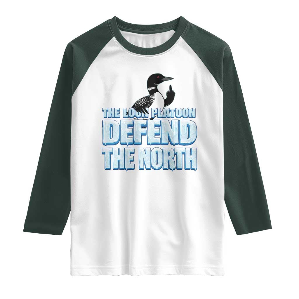 The Loon Platoon Defend The North Raglan Shirt MN State Bird Loon Resistance