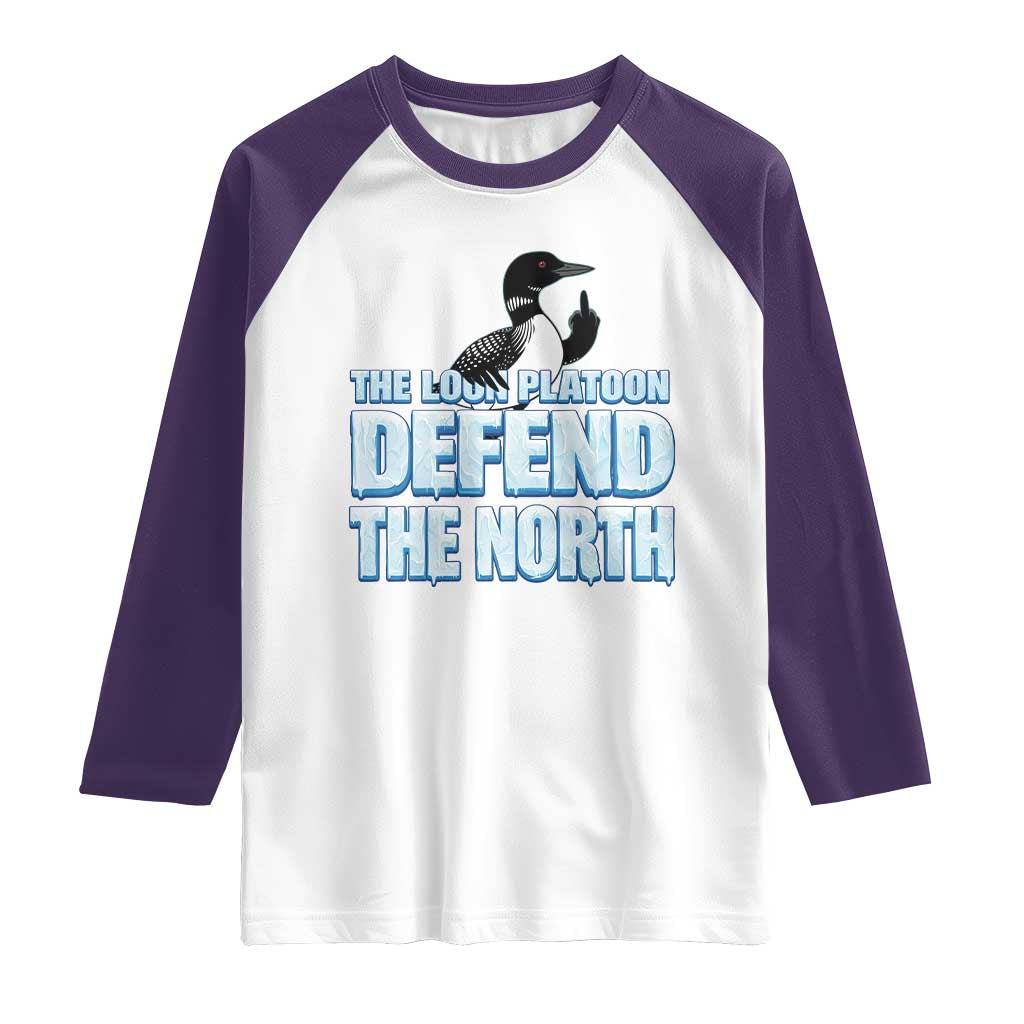 The Loon Platoon Defend The North Raglan Shirt MN State Bird Loon Resistance