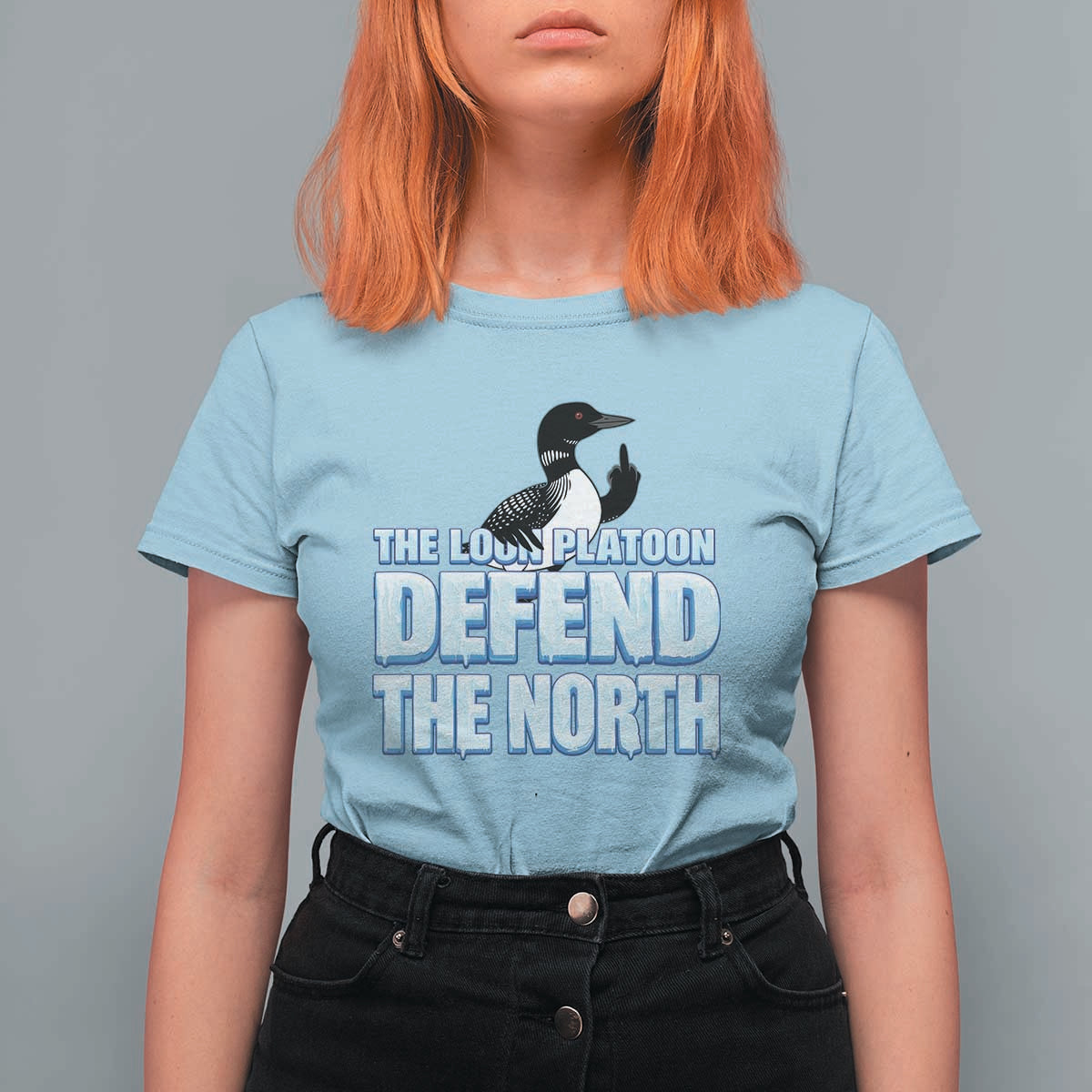 The Loon Platoon Defend The North T Shirt For Women MN State Bird Loon Resistance