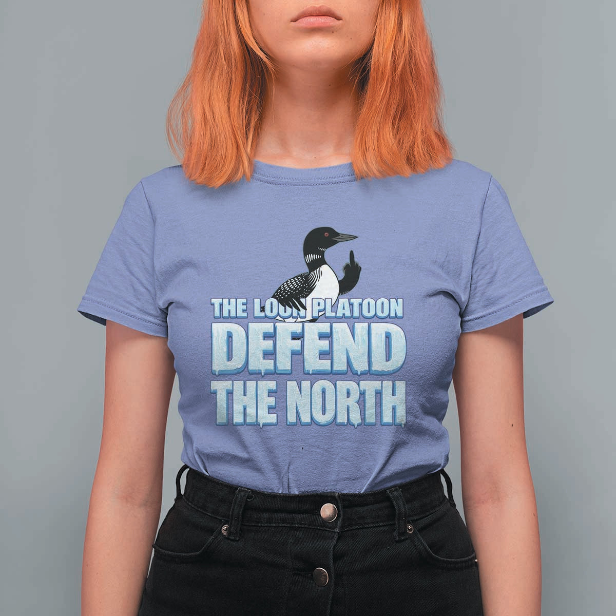 The Loon Platoon Defend The North T Shirt For Women MN State Bird Loon Resistance