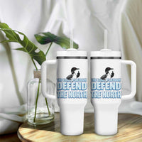 The Loon Platoon Defend The North Tumbler With Handle MN State Bird Loon Resistance