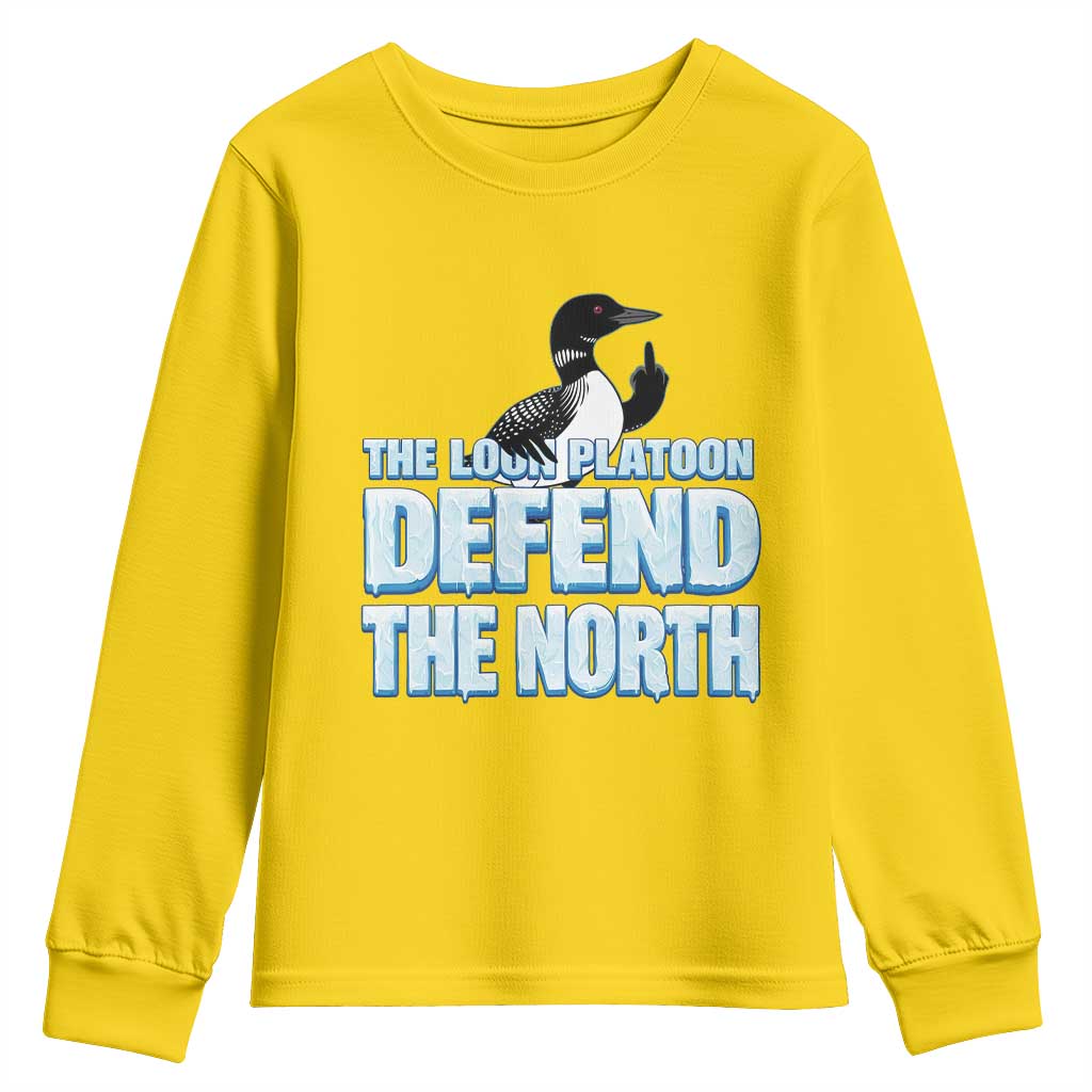 The Loon Platoon Defend The North Youth Sweatshirt MN State Bird Loon Resistance