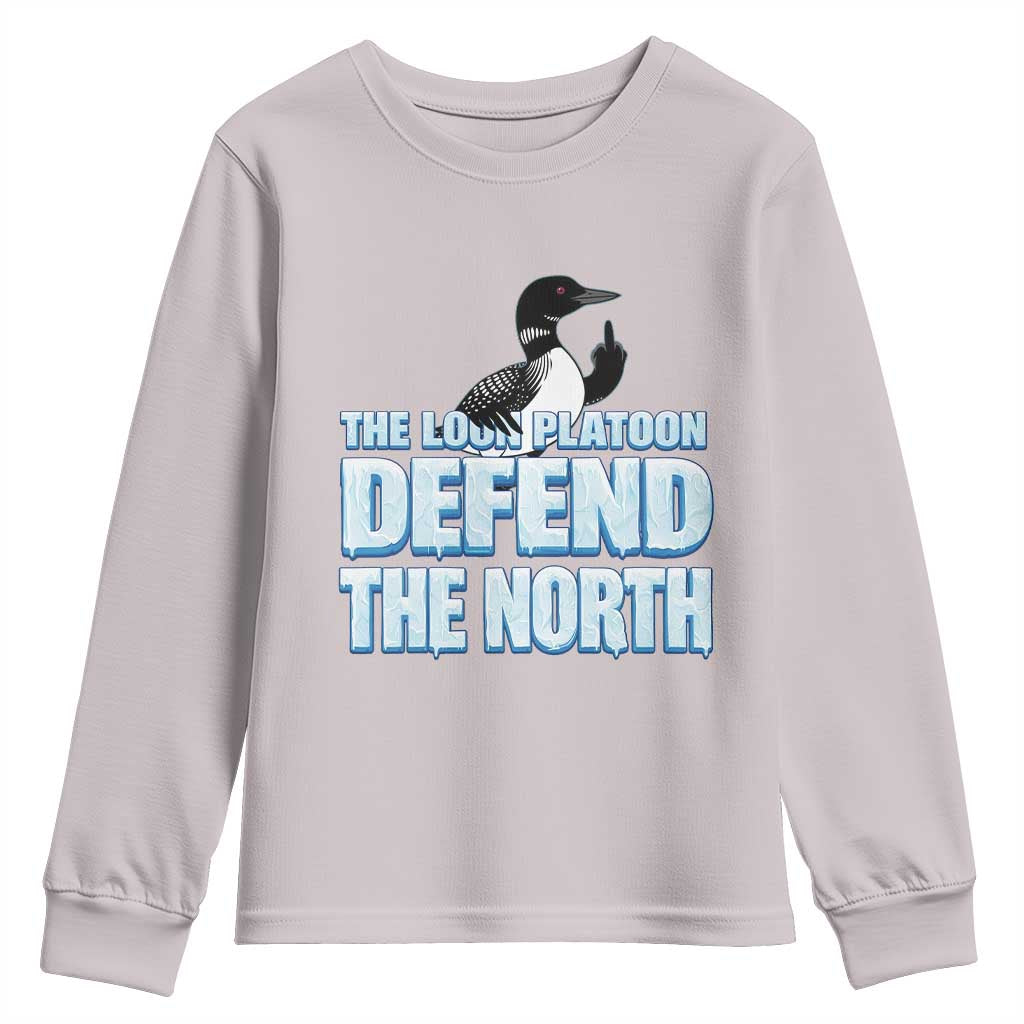 The Loon Platoon Defend The North Youth Sweatshirt MN State Bird Loon Resistance
