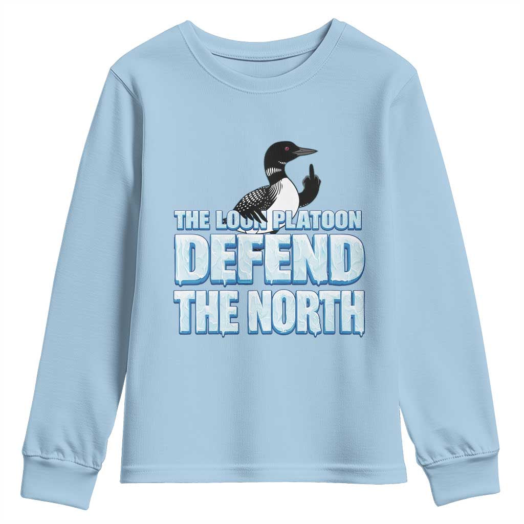The Loon Platoon Defend The North Youth Sweatshirt MN State Bird Loon Resistance