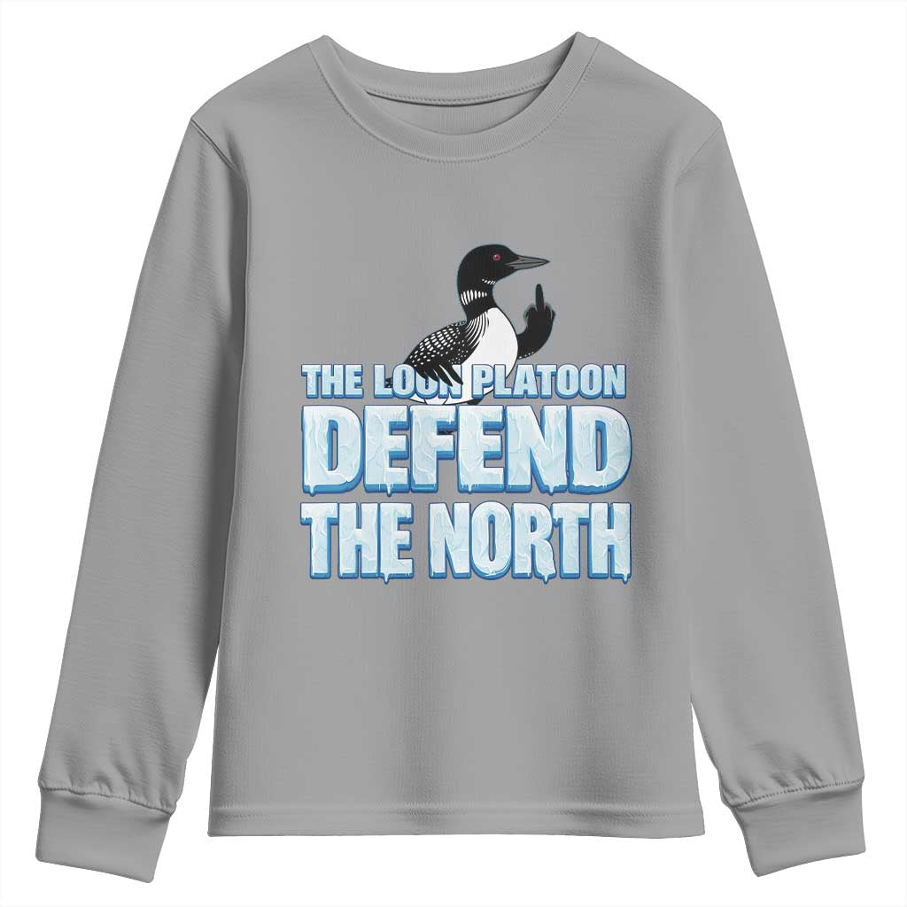 The Loon Platoon Defend The North Youth Sweatshirt MN State Bird Loon Resistance