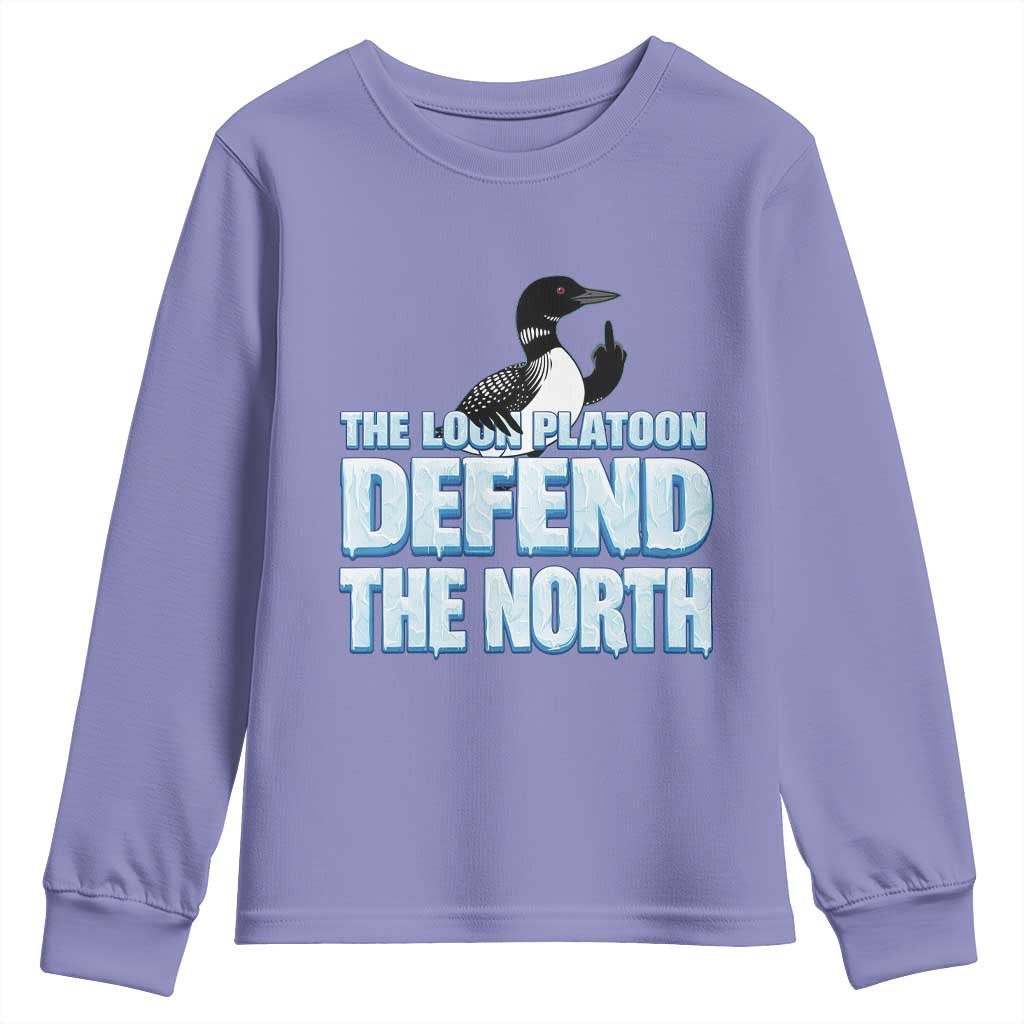 The Loon Platoon Defend The North Youth Sweatshirt MN State Bird Loon Resistance