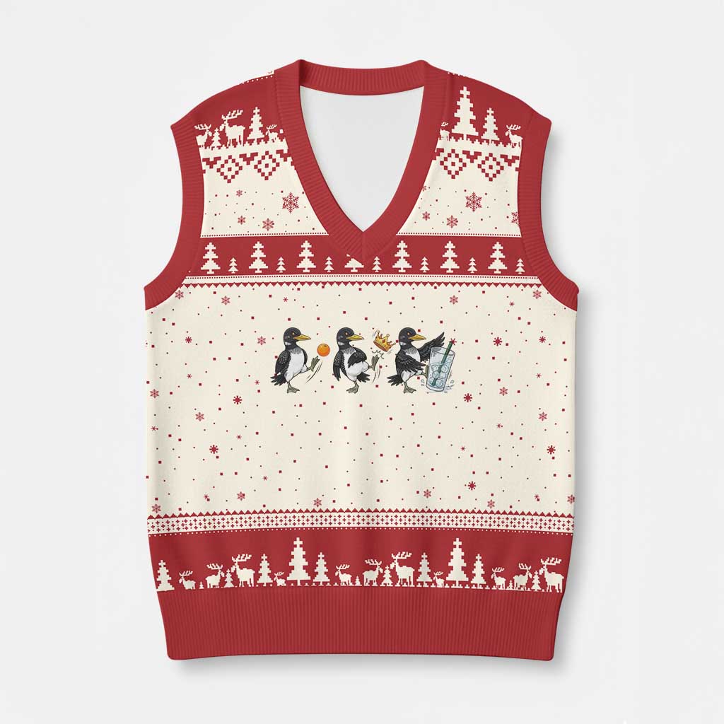 Funny No Kings MN Rebel Loon V-Neck Knit Sweater Vest Minnesota State Pride