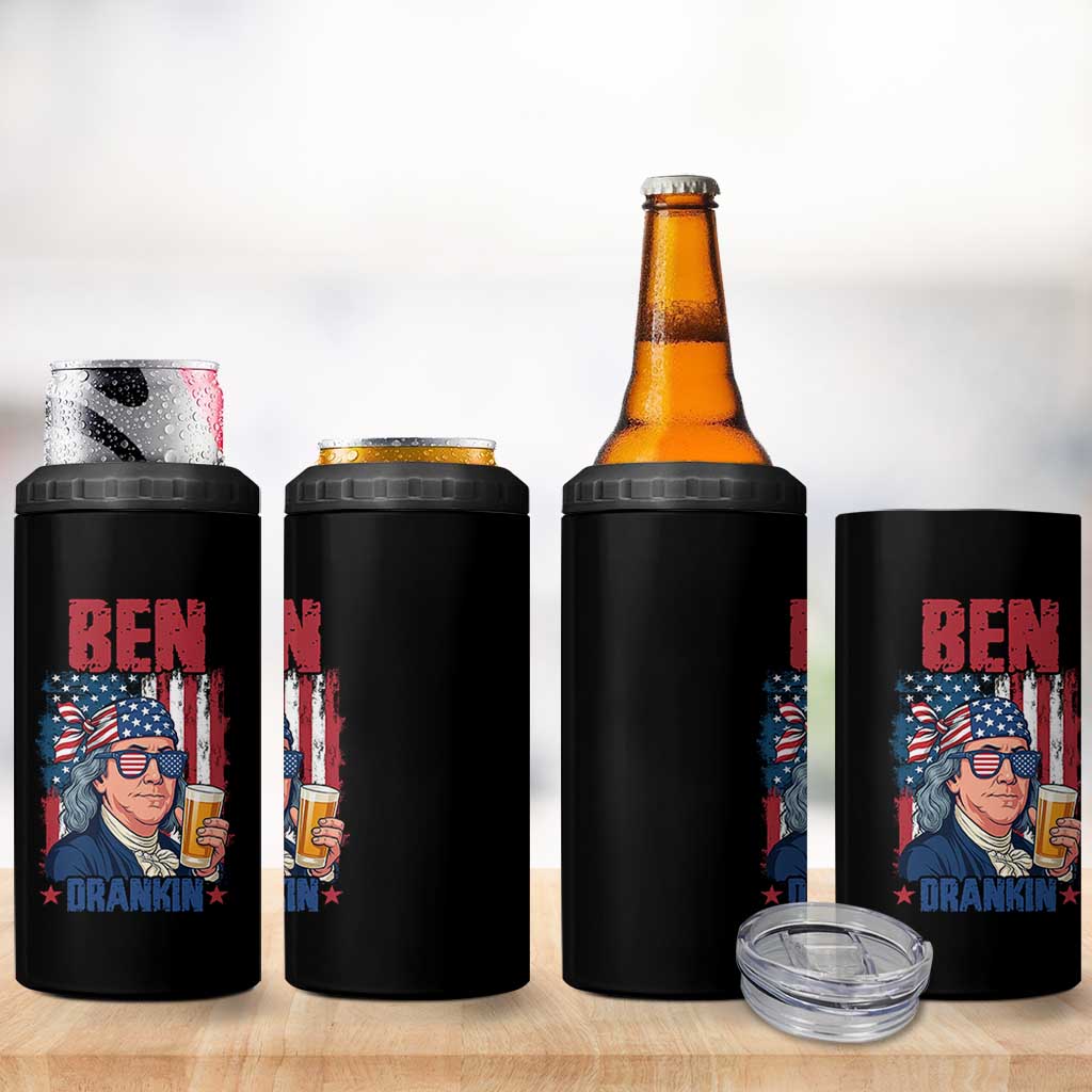 Benjamin Franklin 4 in 1 Can Cooler Tumbler Funny Ben Drankin American History