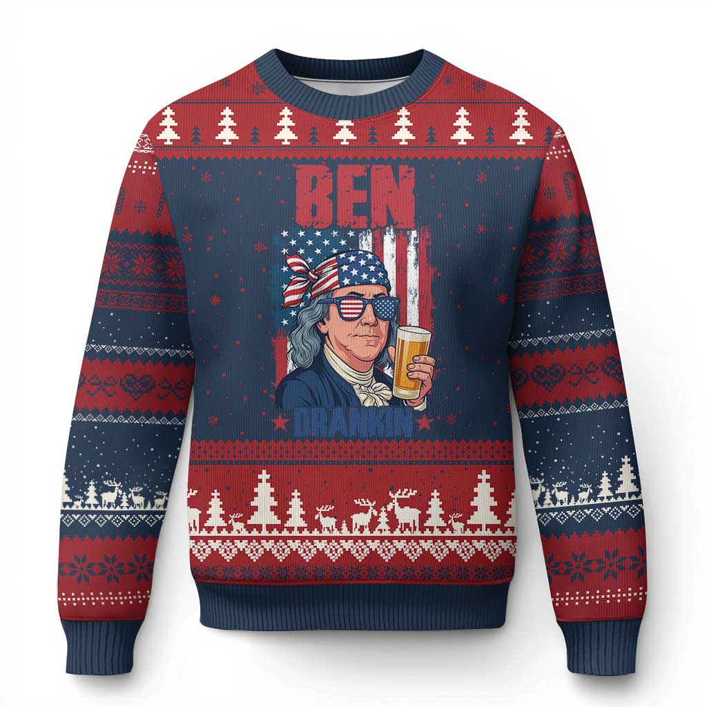 Benjamin Franklin Ugly Christmas Sweater Funny Ben Drankin American History