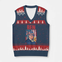 Benjamin Franklin V-Neck Knit Sweater Vest Funny Ben Drankin American History