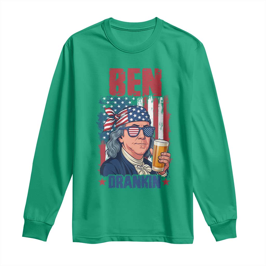 Benjamin Franklin Long Sleeve Shirt Funny Ben Drankin American History