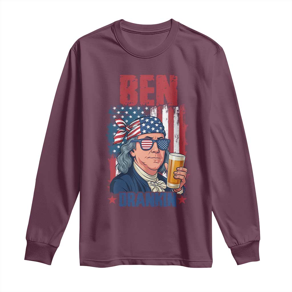 Benjamin Franklin Long Sleeve Shirt Funny Ben Drankin American History