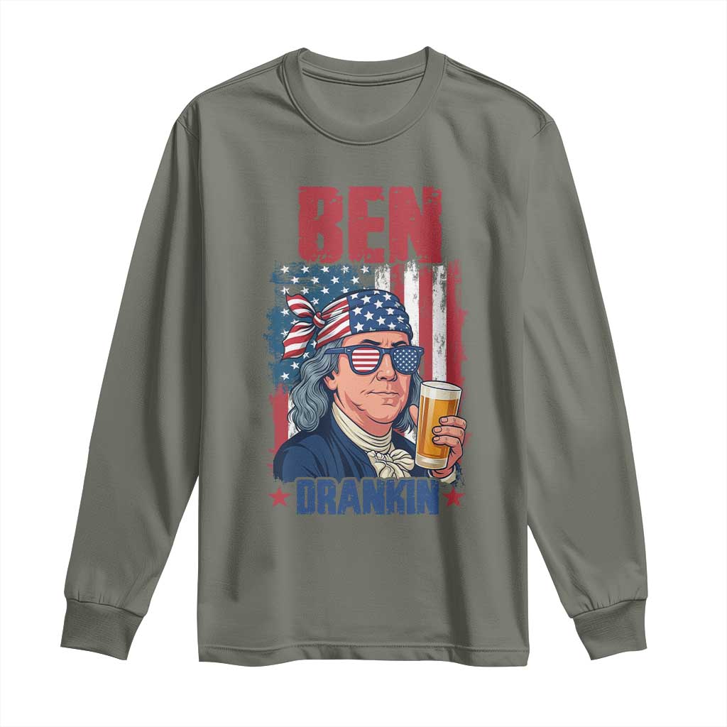 Benjamin Franklin Long Sleeve Shirt Funny Ben Drankin American History