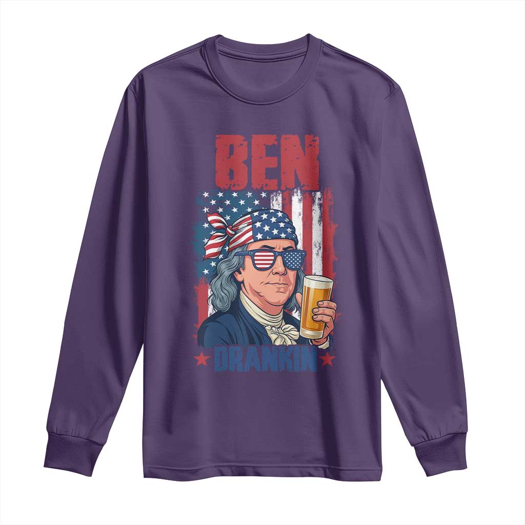 Benjamin Franklin Long Sleeve Shirt Funny Ben Drankin American History