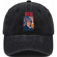 Benjamin Franklin Washed Cotton Baseball Cap Funny Ben Drankin American History
