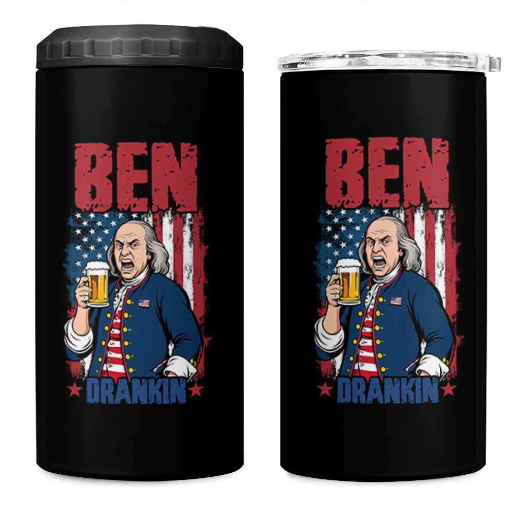 Benjamin Franklin 4 in 1 Can Cooler Tumbler Funny Patriotic Founding Father