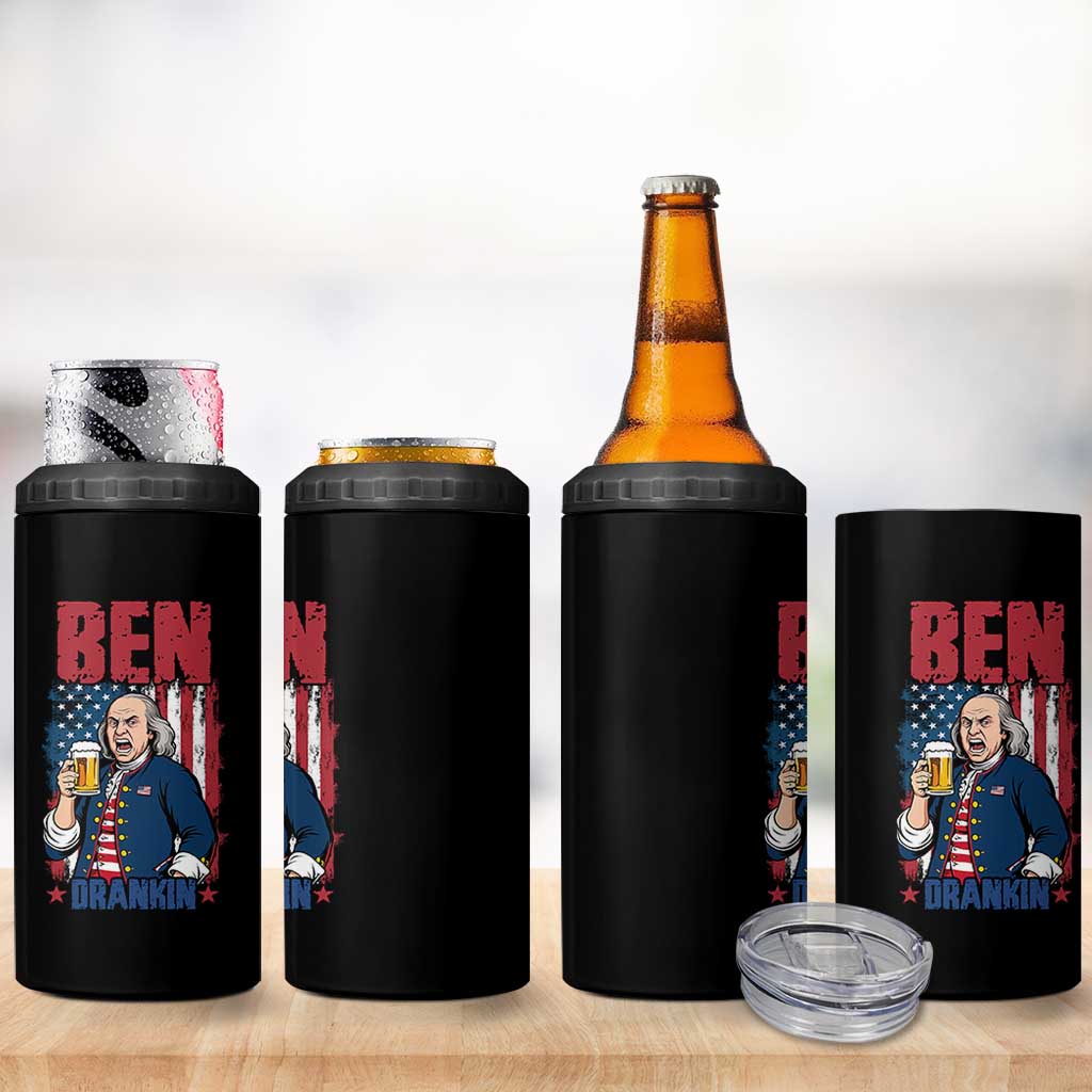 Benjamin Franklin 4 in 1 Can Cooler Tumbler Funny Patriotic Founding Father