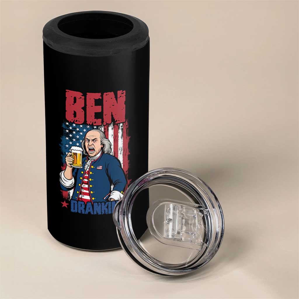 Benjamin Franklin 4 in 1 Can Cooler Tumbler Funny Patriotic Founding Father
