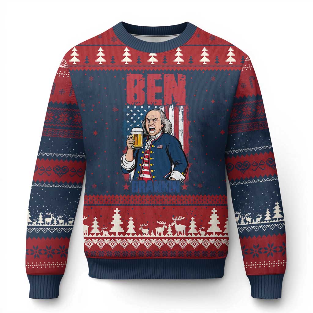 Benjamin Franklin Ugly Christmas Sweater Funny Patriotic Founding Father