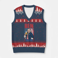 Benjamin Franklin V-Neck Knit Sweater Vest Funny Patriotic Founding Father