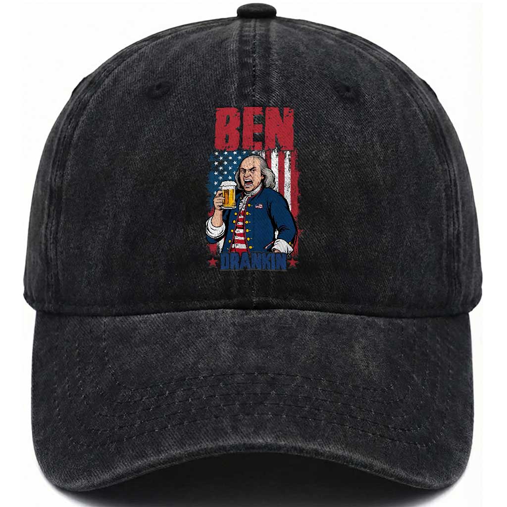 Benjamin Franklin Washed Cotton Baseball Cap Funny Patriotic Founding Father